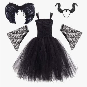 NWT Mystical Black Tutu Kids Costume Set with Lace Accessories